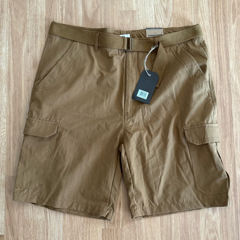 NEW Men's Copper Denim Cargo Shorts - Tan - Size 42